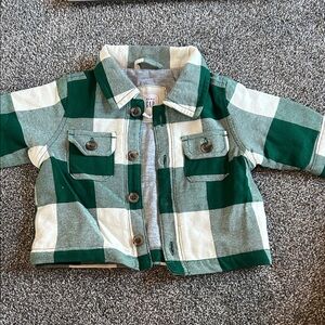 0-3 month GAP Forest Green and Cream Plaid Jacket